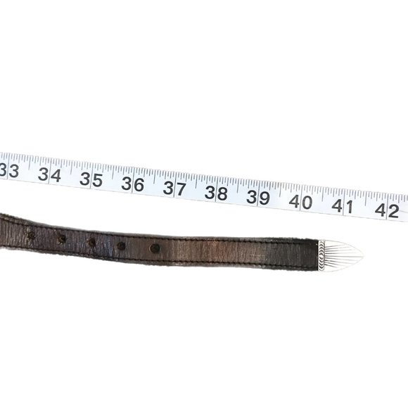 Vtg EUGENE CHARLEY Navajo Sterling Silver Ranger Belt Buckle Western Handmade - Picture 5 of 6